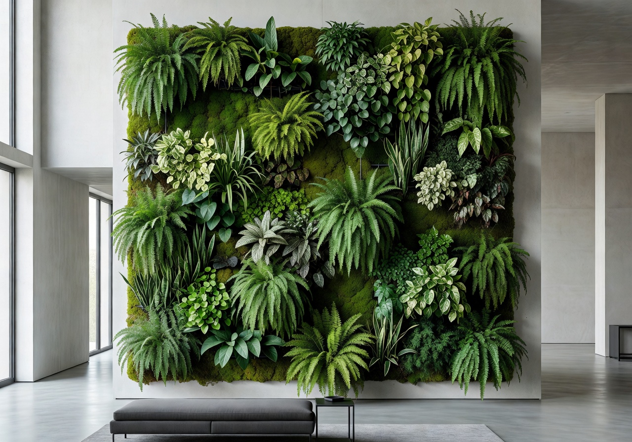 Custom living wall installation in a modern interior